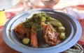 A vegetable tajine dish as served in a Morocco restaurant